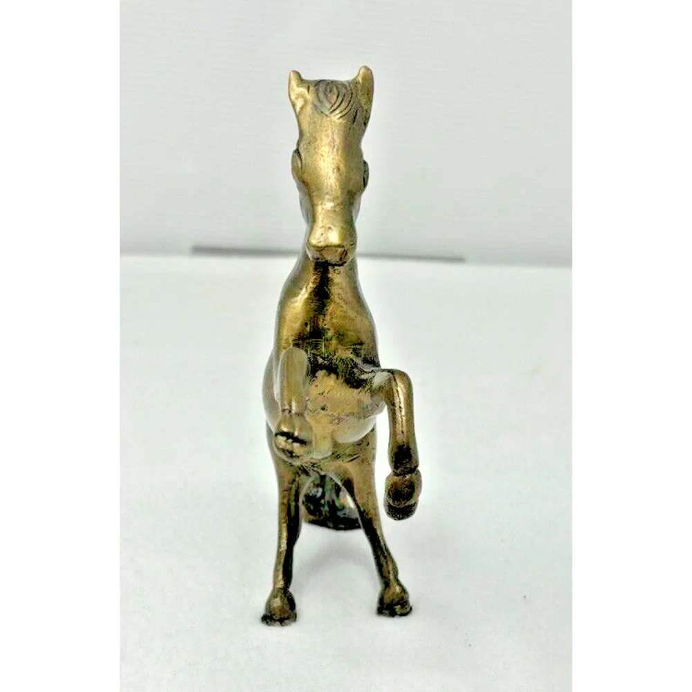 Vintage Brass Horse Wild‎ Rearing Figurine Statue Equestrian Western Ranch Lodge